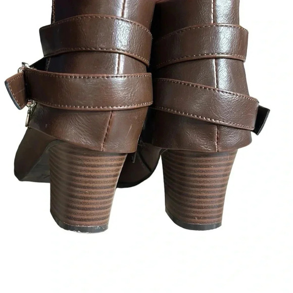 Thalia Sodi ankle booties woman 9M .Brown square heel ,round toe, EC - Picture 7 of 16